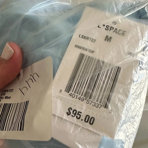 NWT L SPACE Kristen Top Sky Blue MEDIUM Racer Back String Wrap Bikini Swim Suit - Picture 4 of 10